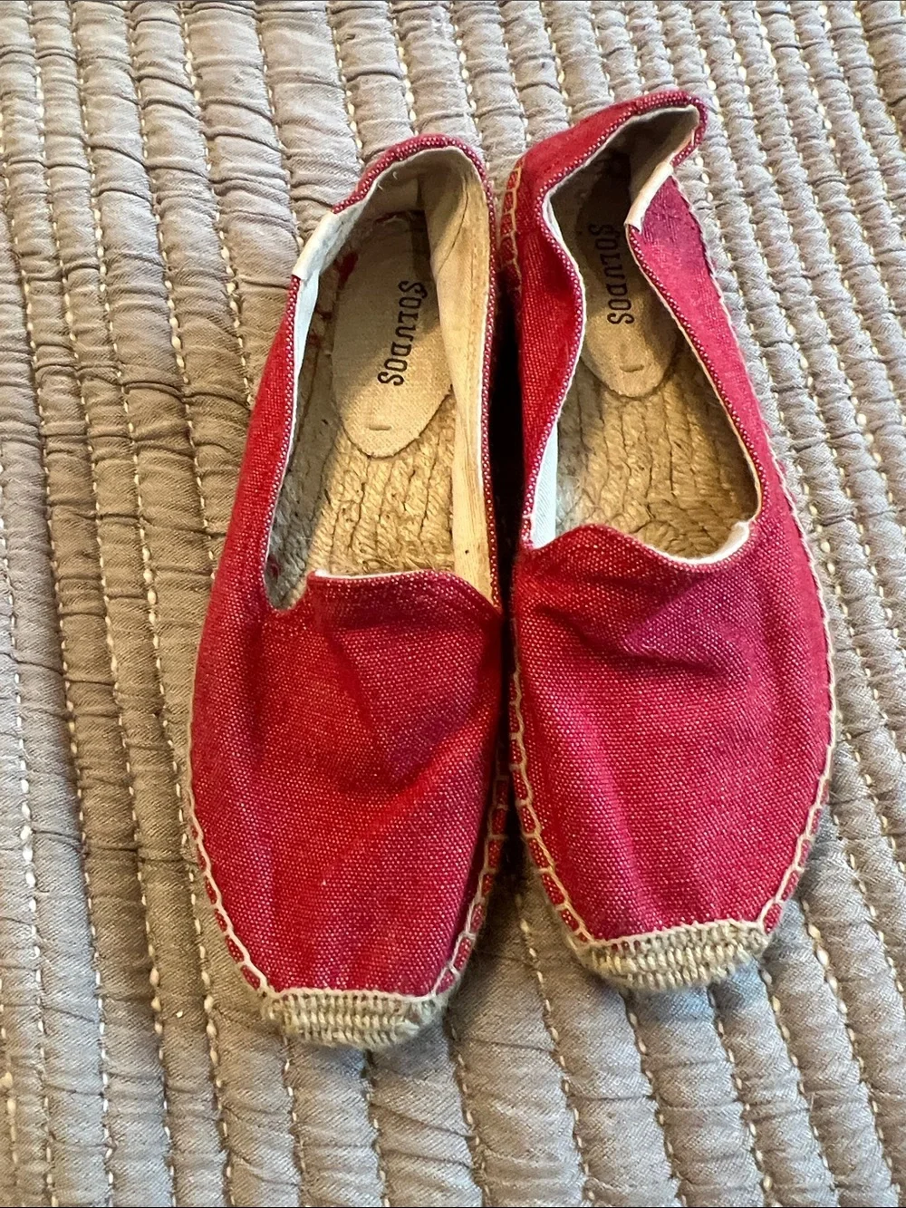 Soludos Red Canvas Espadrilles Slip-On Flats